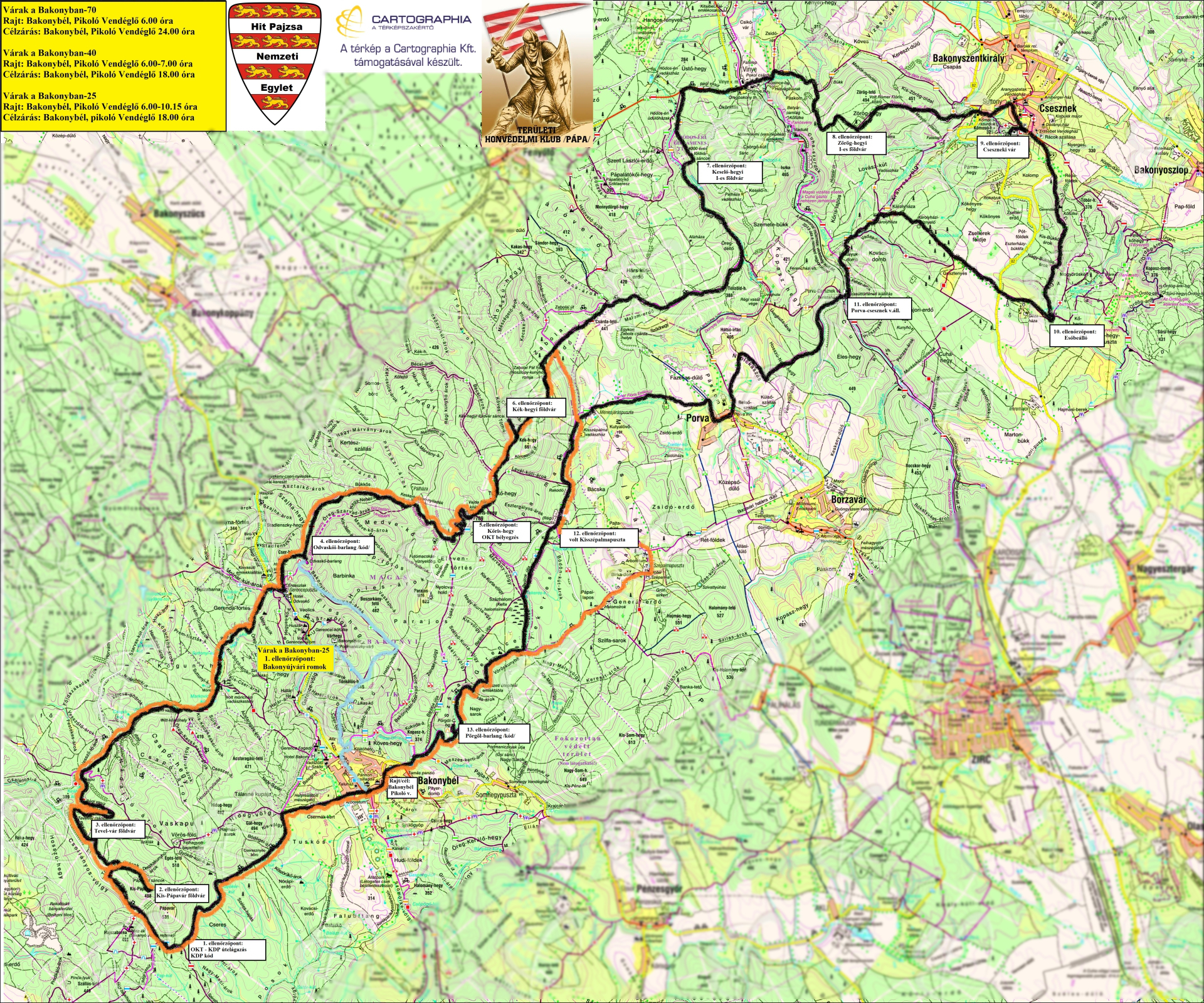 bakonybél térkép Várak a Bakonyban   Nagy Kör 70/Kis Kör 40/ 25 (Új résztáv  bakonybél térkép