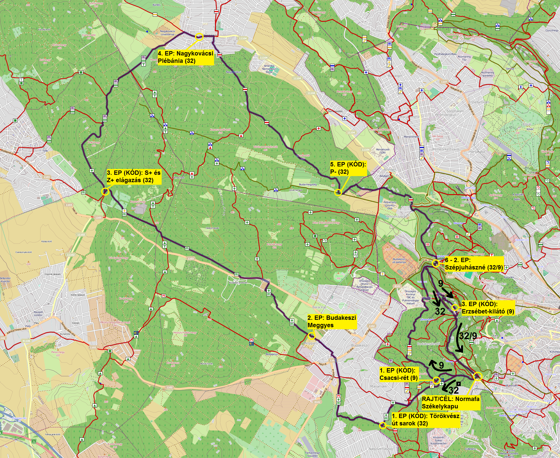 budapest normafa térkép Telki felé 32/9 | TTT budapest normafa térkép